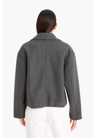 Defacto Regular Fit Düğmeli Crop Kaşe Kaban E8646ax25auar222 Antrasit Defacto Regular Fit Düğmeli Crop Kaşe Kaban E8646ax25auar222 Antrasit