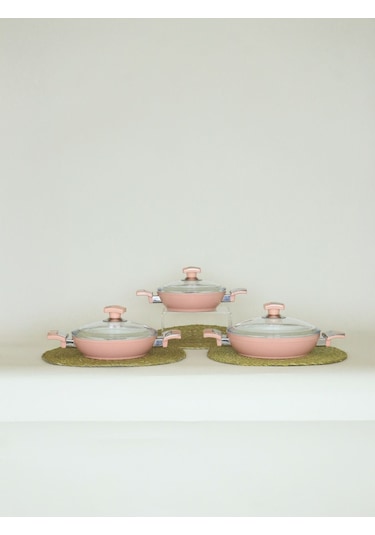 6 Parça Seramik Omlet Pembe Pembe