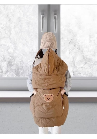 Flybuy Yüksek Sonbahar Sıcak Rüzgar Canlı Renkli Pelerin Ön Köri Kış Kayış Kapak Kalınlaştırılmış Ikkb Geçirmez Bebek Battaniye Ayı Kahverengi