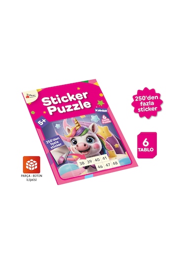 Playever Sticker Puzzle - Kawaii, Çıkartmalı Yapboz Etkinlik Kitabı