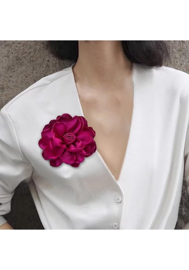 Homyl Anne, Nedime, Düğün İçin Giysilere Uygun Çiçek Broş Kırmızı