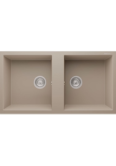 Real Stone P019 Nemrut Granit Mutfak Eviyesi Cappucino Tezgah Altı - Üstü 97x52 Cm İki Gözlü Cappuccino