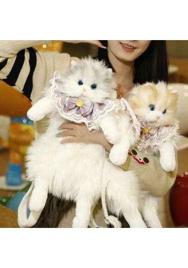 Suntek Sevimli Doldurulmuş Kedi Şekilli Sırt Çantası Kahverengi