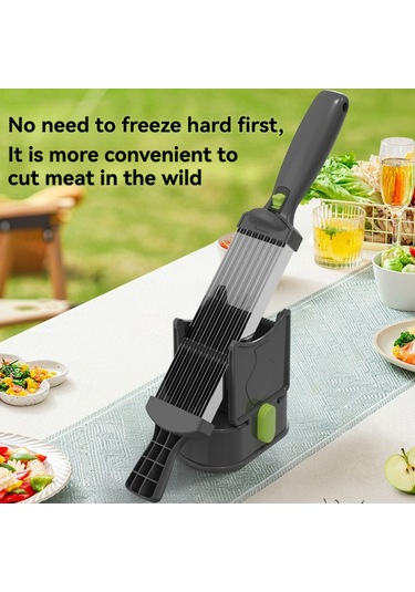 Xindoker Ev Ve Kamp İçin Çabuk Temizlenir Çiğ Et Dilimleyici - Dilim, Ipi, Çubuk, Kırık Modlarıyla Profesyonel Et Kesme Aleti Siyah Siyah