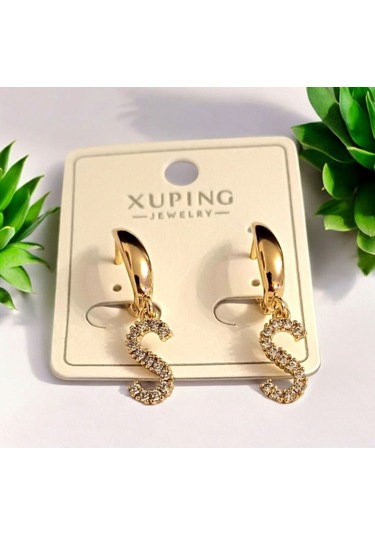 Kadın Zirkon Taşlı Rodyum Kaplama S Harf Küpe 888021