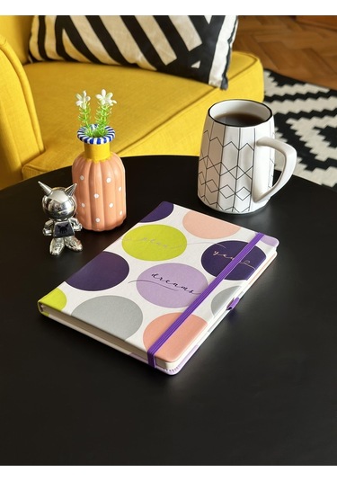 Venzi Art Sert Kapak Vegan Deri 192 Sayfa A5 80gr. Noktalı Defter Mor