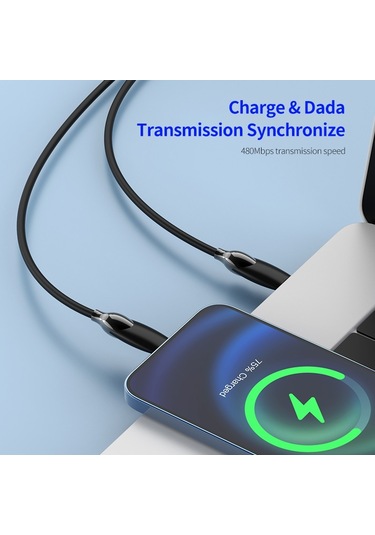 Csdake Gösterge Işıklı 2'si 1 Arada Şarj Kablosu Pd 100 W Type-c To Type-c - Lightning Veri Kablosu 1.2 M