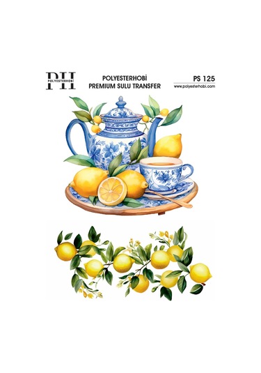 Polyesterhobi Premium Sulu Transfer 25x35 Cm Çay Saati Ve Limon Desenli Ps 125