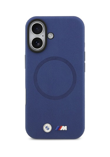 İphone 17 Uyumlu Kılıf Bmw Lisanslı M-safeli Metal Logolu Delikli M Dizayn Deri Kapak Lacivert Lacivert