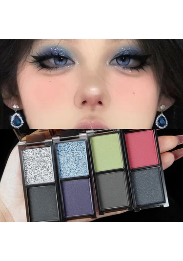 Dumanlı Glitter Mavi Göz Farı Paleti 2 Renkli Kırmızı Siyah Yeşil Mat Göz Farı 01 01 Garden Rose
