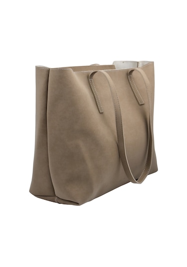 Kadın Büyük Boy Süet El Ve Omuz Çantası - Vizon Vizon