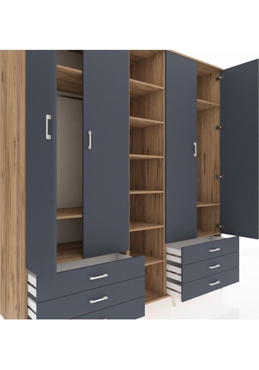 Kronos Dolap 13 Raflı 6 Çekmeceli 2 Askılı 220x59x243 Çam-antrasit/antrasit Antrasıt/antrasıt Kronos Dolap 13 Raflı 6 Çekmeceli 2 Askılı 220x59x243 Çam-antrasit/antrasit Antrasıt/antrasıt