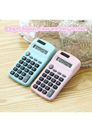 Aubyhe 8 Haneli Mini Solar Hesap Makinesi - Taşınabilir Çift Güç Kaynaklı Pembe Pembe