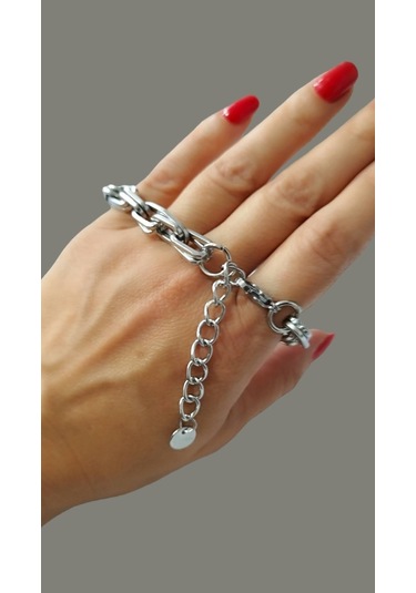 Çelik Gümüş Renk Kararmaz Bayan Klasik Tasarım Bileklik 17+5 Boy Çelik