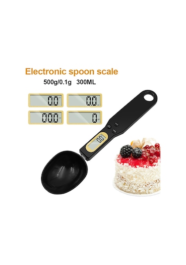 Shineyee Çok Fonksiyonlu Lcd Ekranlı Hassas Kaşık Tartı, 500g/0.1g, Mutfak Ve Kahve İçin Kullanışlı, Siyah Siyah