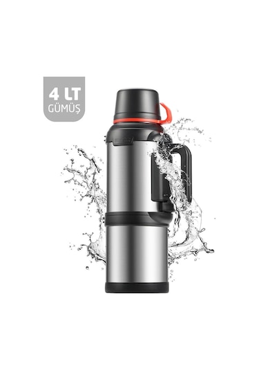 6270 Travel Pot Çelik Termos 4 Litre - Gümüş Gümüş