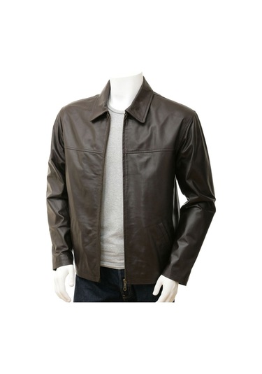 Hakiki Kuzu Derisi Fermuarlı Erkek Deri Ceket Kahverengi Kahverengi