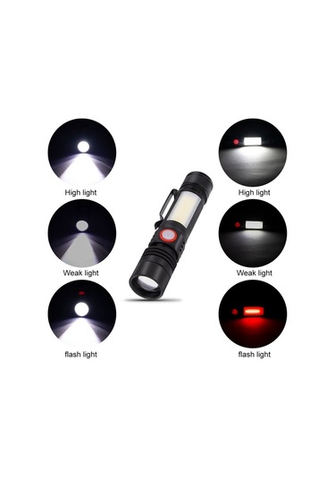 Soulader Su Geçirmez Ve Manyetik Özellikli Led El Feneri, Zoom Ve Cob Işık Modlu, 18650 Pil İle Çalışan Taşınabilir Klipsli El Işığı, Dayanıklı Ve Pratik T6 Modeli Çok Renkli