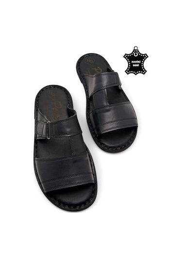 Tamamen Hakiki Deri Ve Topuk Yastıklı Sistemli Ortopedik Erkek Terlik Siyah-40 Siyah Tamamen Hakiki Deri Ve Topuk Yastıklı Sistemli Ortopedik Erkek Terlik Siyah-40 Siyah