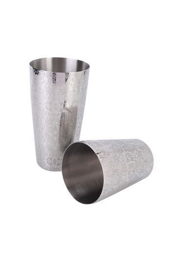 Hangfox 304 Paslanmaz Çelik Boston Kokteyl Shaker Seti, Aşınmaz, Leak-proof, Gravür Desenli, Kahve Ve Kokteyl Hazırlama İçin, Gümüş Rengi