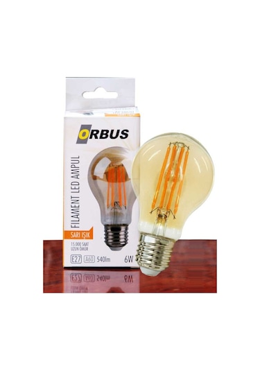 Orbus 6w E27 540 Lm A60 Sarı Filament Led Ampul
