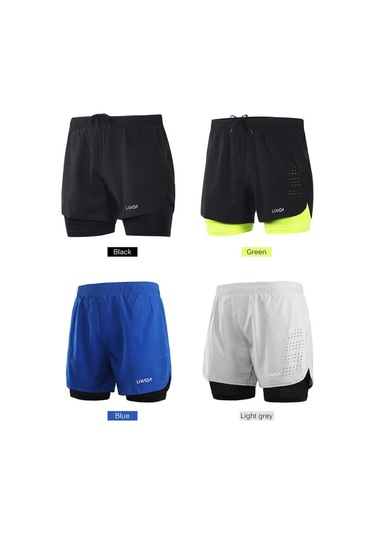 Ordu Yeşili Lixada Erkek 2'si 1 Arada Koşu Şortu Çabuk Kuruyan Nefes Alabilir Aktif Eğitim Egzersiz Koşu Bisiklete Binme