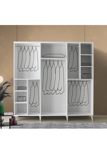 GuneyStore Sport 6 Kapaklı Komple MDF Gardırop
