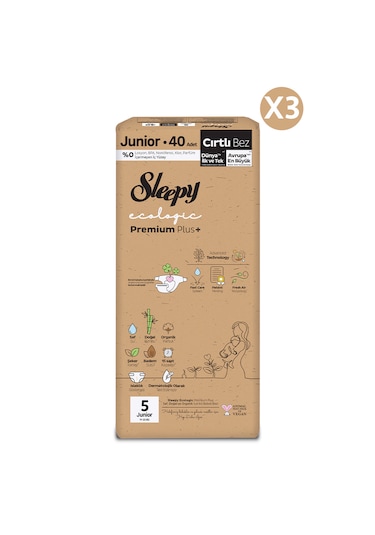 Sleepy Ecologic Premium Plus Avantajlı Paket Bebek Bezi 5 Numara Junior 120 Adet 3'lü