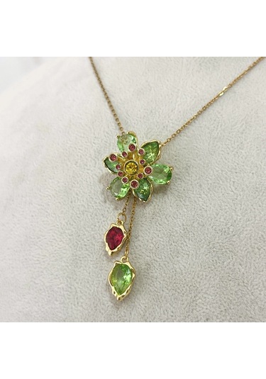 Yeşil Çiçek Kolye Ayarlanabilir Gold Gold
