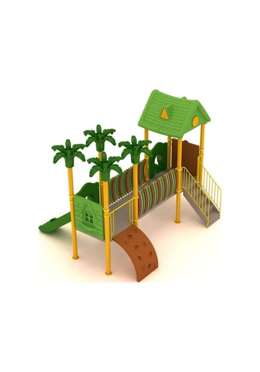 Çocuk Oyun Grubu, İki Kuleli İki Kaydıraklı Ev Çatılı-66 Çok Renkli