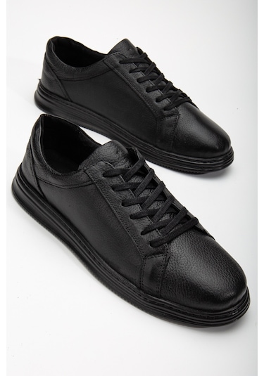 Garantili D563 Günlük Ortopedik Hakiki Deri Erkek Ayakkabı Siyah