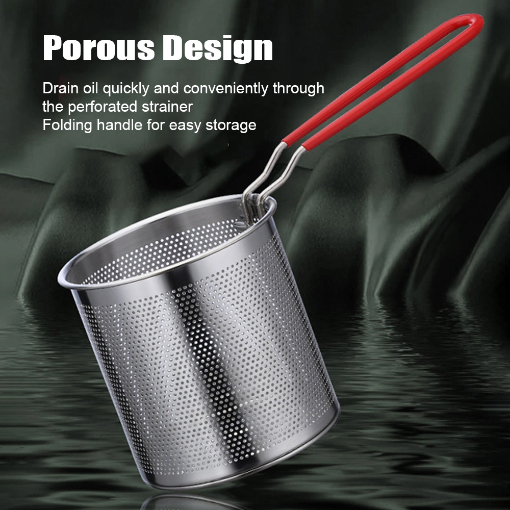 Youtek 304 Paslanmaz Çelik Evcil Küçük Kızartma Tenceri, Yağ Tasarruflu, Elekli, Anti-yanık Kollü, Tüm Ocak Türlerine Uygun, Tek-kişilik/mini Kızartma Tenceri