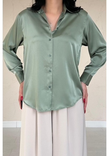 Mint Saten Gömlek Karışık Çok Renkli