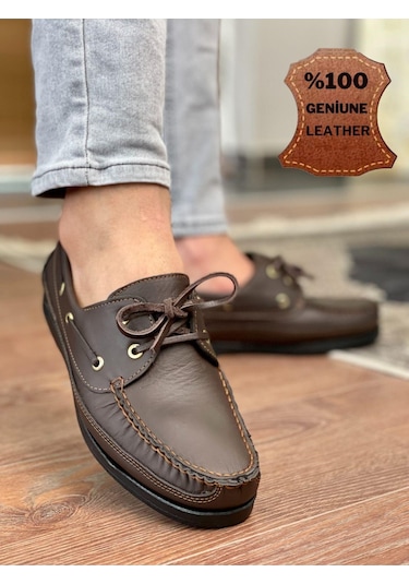 Muggo Miller Garantili Hakiki Deri Erkek Günlük Klasik Casual Ayakkabı Kahverengi