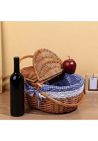 Homyl Piknik Sepeti Kırsal Pratik Hasır Depolama Park Açık Beyaz