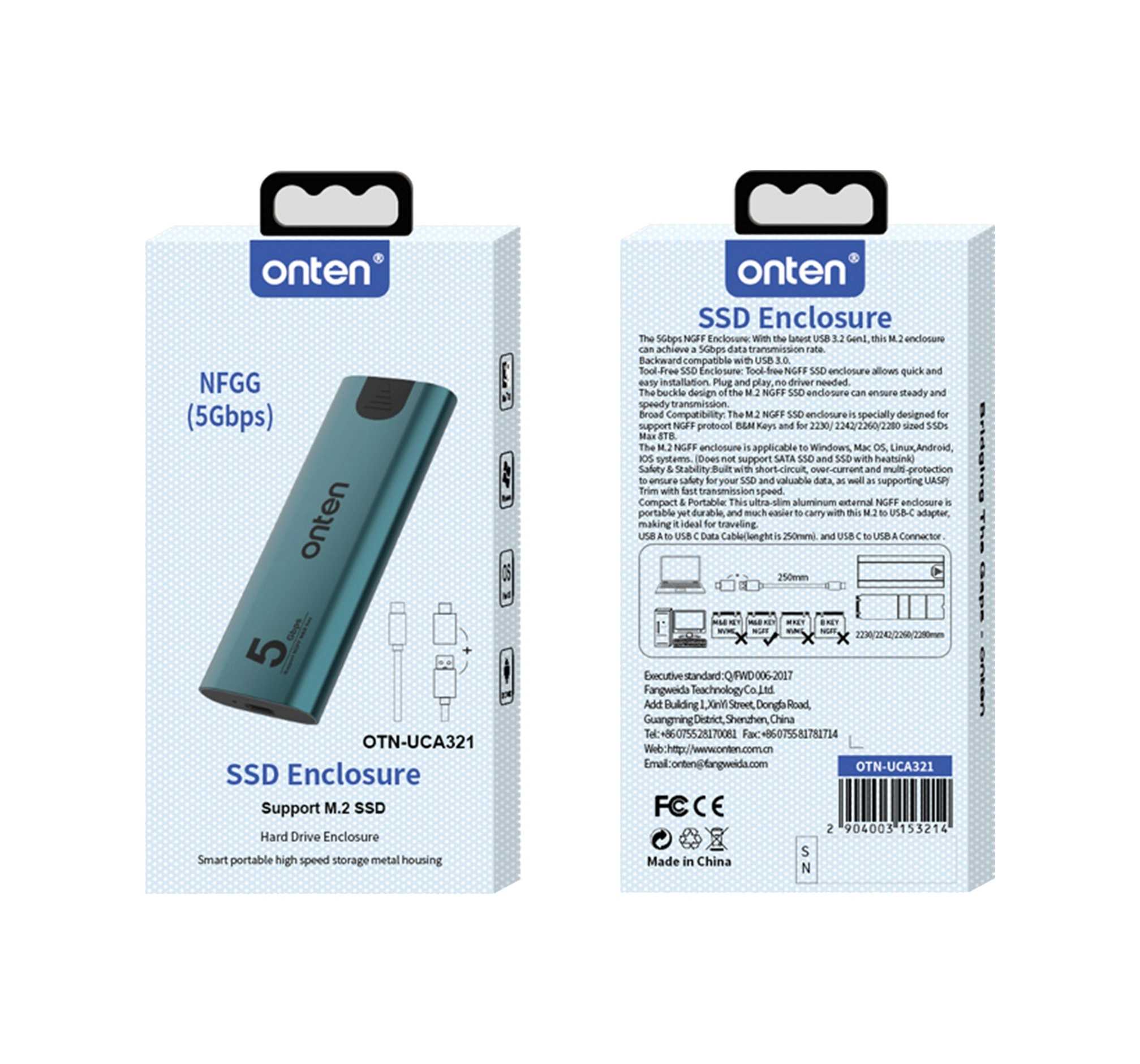 Sones Onten Uca321 5gbps M.2 M-key Ngff Ssd Muhafaza