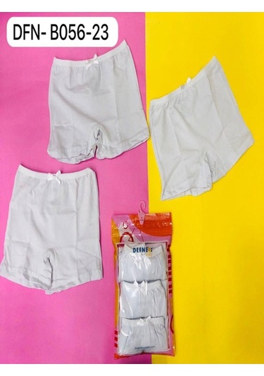 %95 Pamuk 3'lü Kız Çocuk Boxer-630 Beyaz