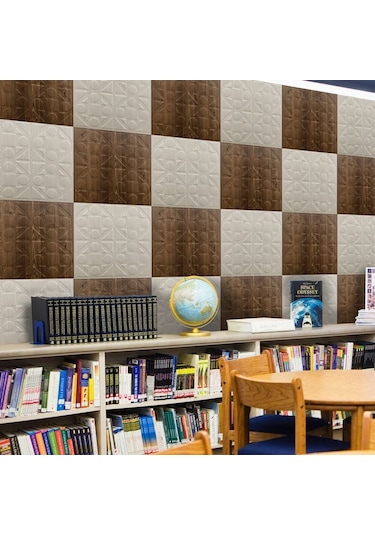 3 Boyutlu Duvar Paneli Kabartmalı Kareli Yuvarlak Desen Pvc 41x41 Cm/ 6 Adet /1 M² Antik