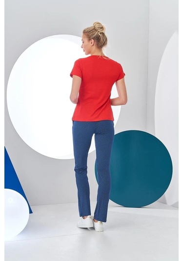 Pjs Kadın Glad Baskılı Kısa Kollu Spor Pijama Takım Kırmızı