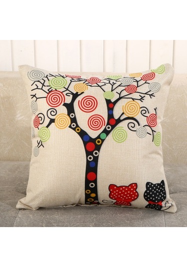 Yeni Sade Tarzda Baskılı Yastık Kılıfı No.105 Ekru