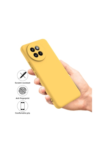 Xiaomi 14 Civi / Civi 4 Pro İçin Düz Renk Sıvı Silikon Damlamaz Tam Kapsama Telefon Kılıfı Sarı