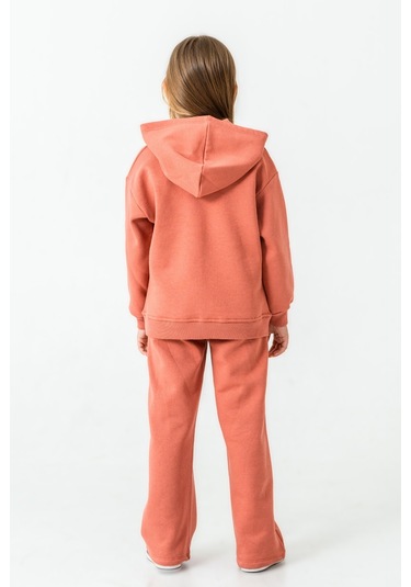 Kız Çocuk You Are The One Baskılı 3 İplik Kalın Kışlık Eşofman Takımı Ak4204 Kiremit