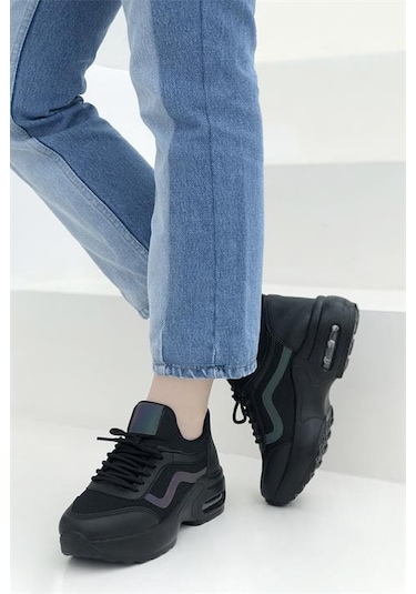 Konfores 1657 Anatomik Air Tabanlı Bayan Sneakers Ayakkabı Siyah