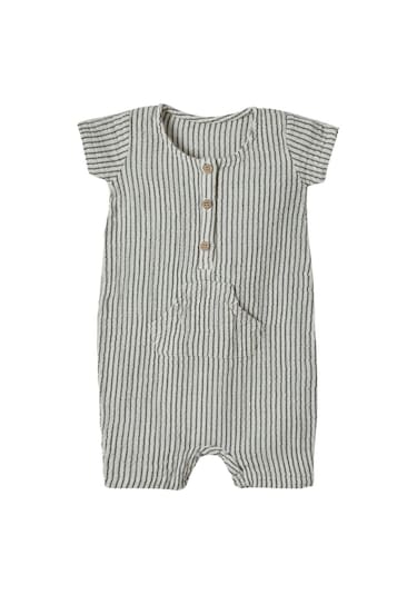 Organicera Organik Muslin Romper , Antrasith Striped Antrasit