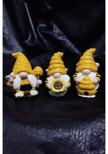 Arı Gnome 3'lü Teraryum Objesi Dekoratif Obje Süs 3'lü Set