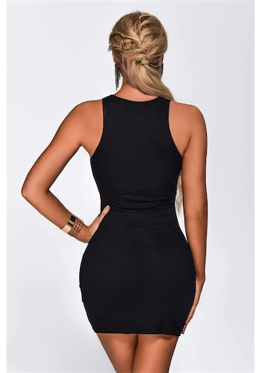 Kadın Zincirli Siyah Mini Elbise