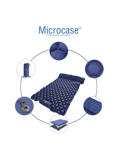 Katlanabilir Çift Kişilik Şişme Outdoor Kamp Yatağı Al4526 Mavi