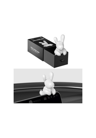 Lemestar Tesla Model Y/3 İçin Orta Ekran Mini Beyaz Köpek Figürü, Araç İç Dekorasyonu - 1 Adet