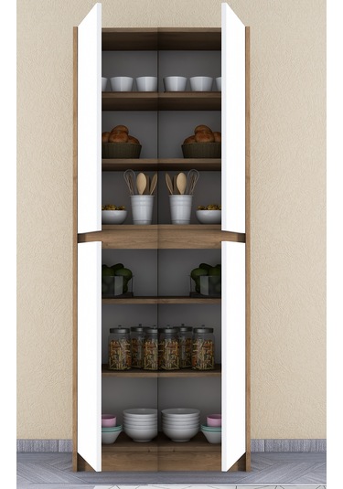 Santra Ceviz-beyaz Renkli Çok Amaçlı Kiler Dolabı,mutfak Dolabı