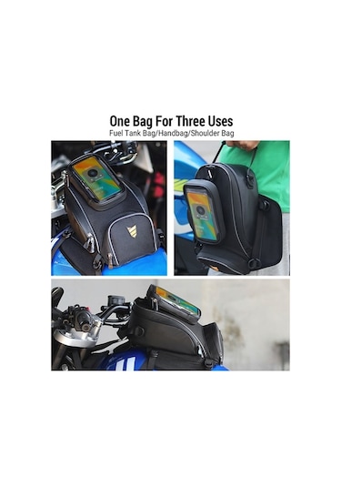 Motosiklet Depo Çantası Telefon Tutucu İle Çok İşlevli Çoğu Cross-riding Motosikletine Siyah Siyah